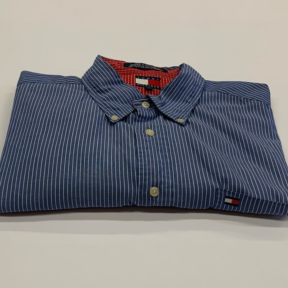 Men's Dress Shirt - Tommy Hilfiger - Size XL - Blue / White stripe